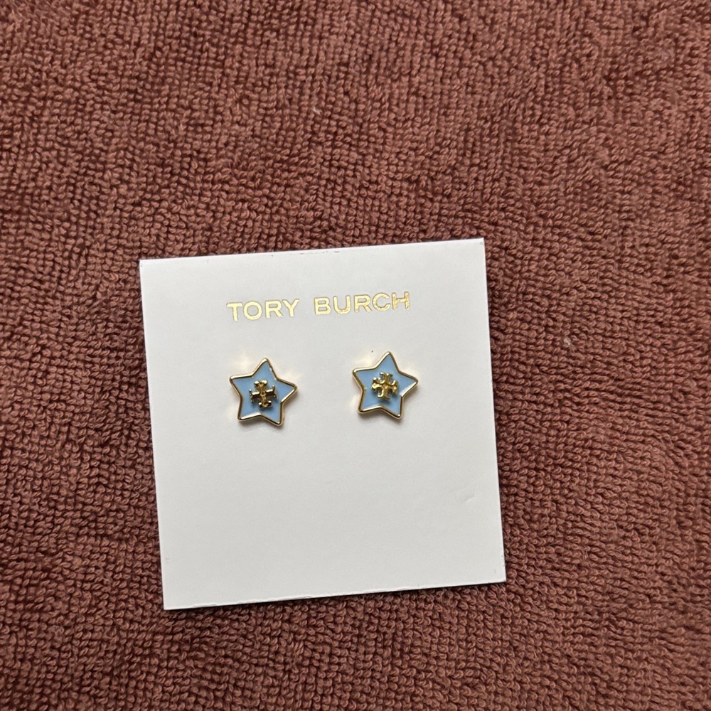 Tory Burch  Star Stud Earrings in Light Blue